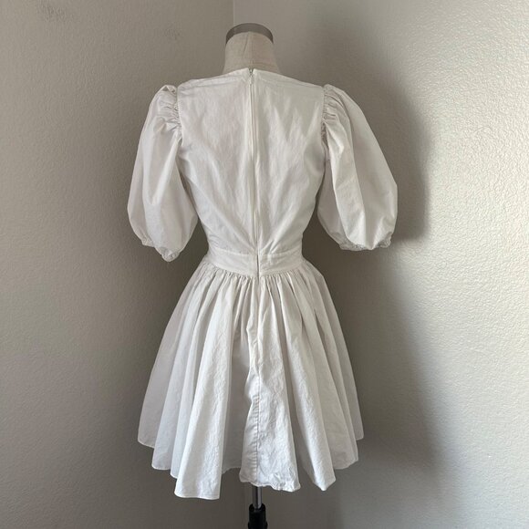 Rotate Birger Christensen Organic Cotton A Line Mini Dress Cutout Minimalist Whi - Picture 4 of 15